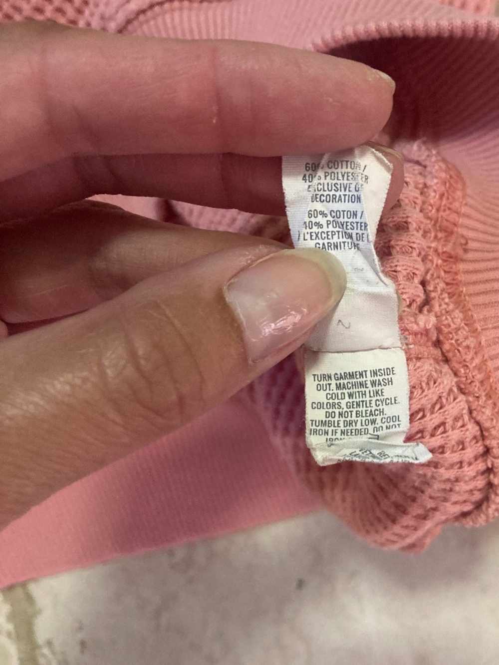 Aerie Pink Waffle Knit Sweatshirt Pullover Size Medium - Picture 5 of 8